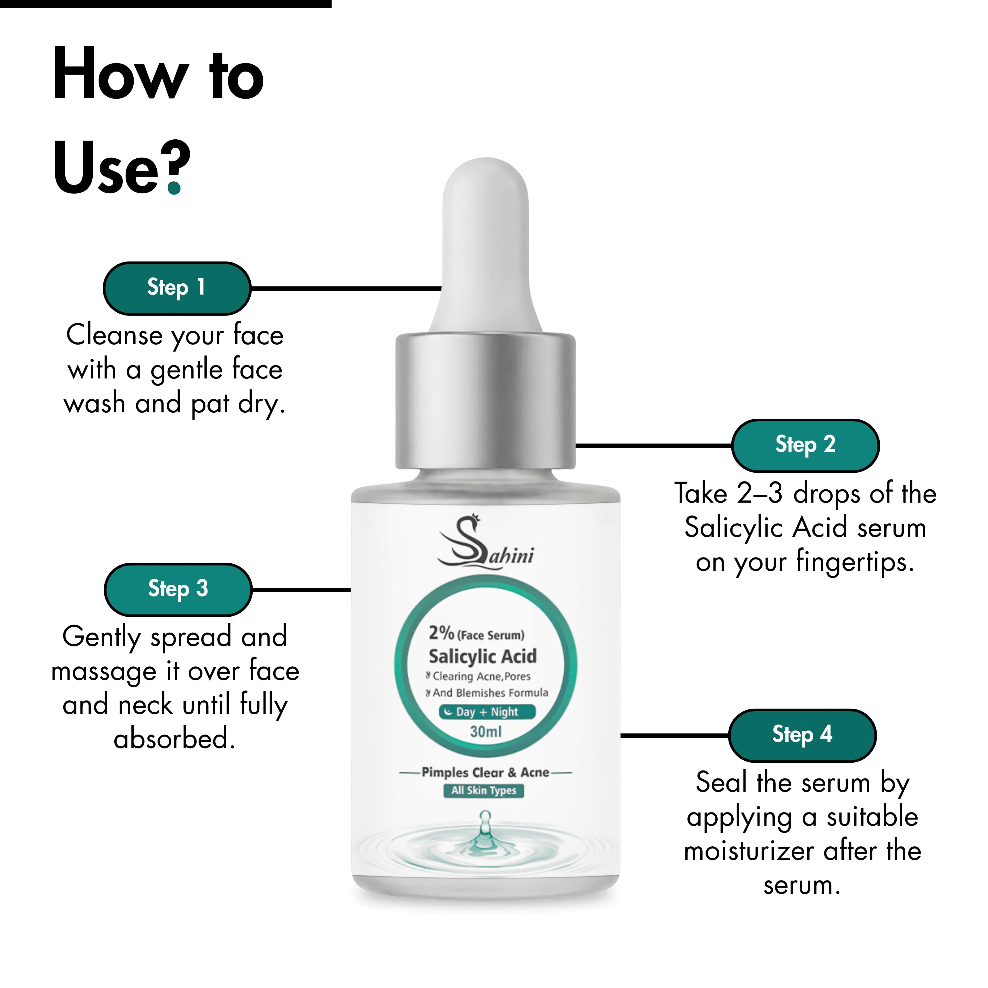 Sahini Salicylic Acid 2% Blemish & Blackhead Serum 30ml Photo 5