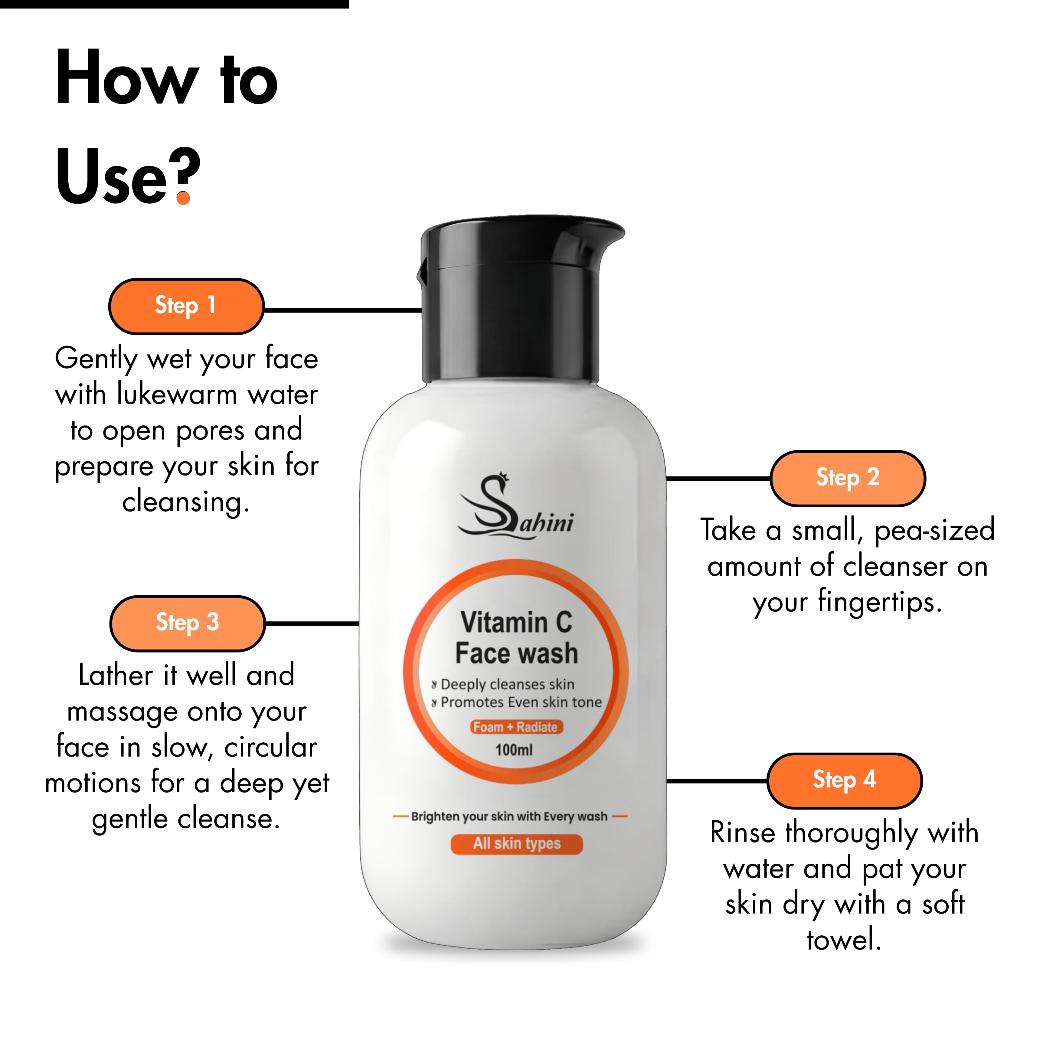 Sahini Vitamin C Brightening Glow Face Wash 150ml Photo 5